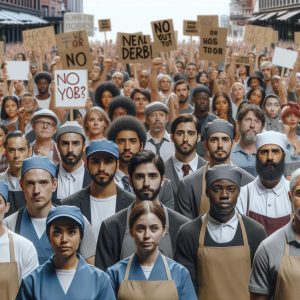 Service worker union protest.