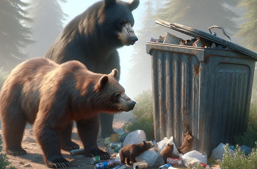 Stock image idea: Bears near trash bins