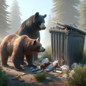 Stock image idea: Bears near trash bins