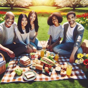 Spring outdoor family picnic.