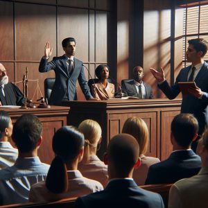 Courtroom drama illustration