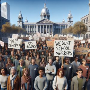 School merger protest demonstration.