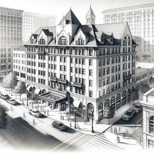 Downtown Asheville hotel sketch