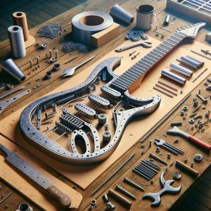 Recycled aluminum guitar making.