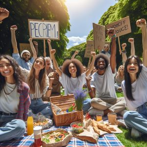 Activists' protest picnic triumph.