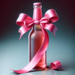 Pink ribbon on beer.