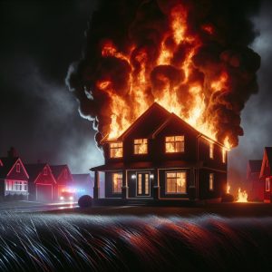 House engulfed in flames