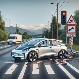 Wrong-way Tesla collision illustration.