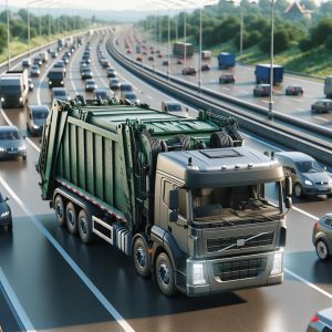 Garbage truck on highway