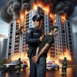 Apartment Fire Arrest Illustration.