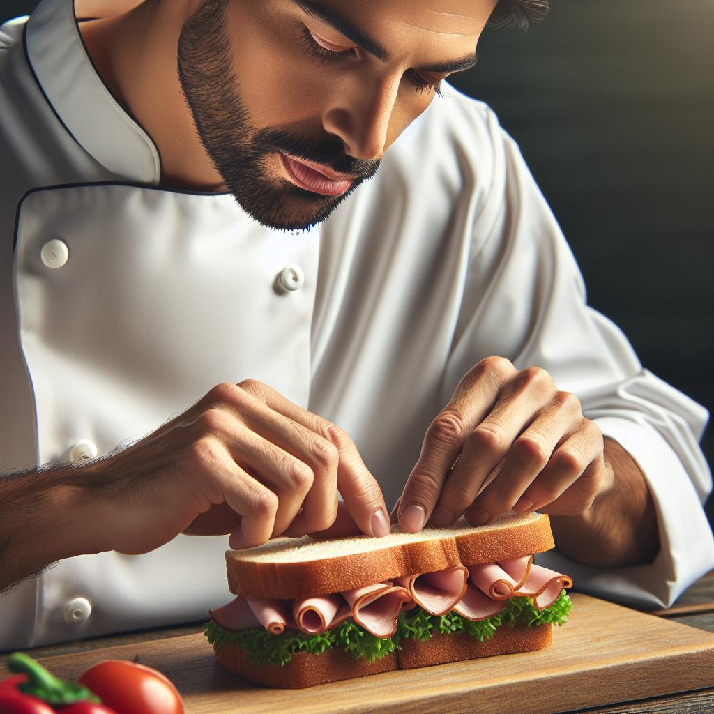 Deli sandwich artist portrait.