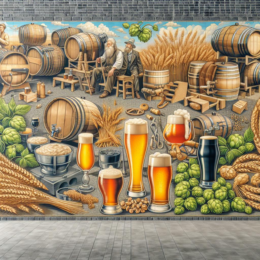 Craft beer evolution mural.