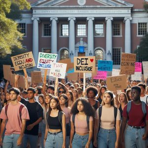 Campus protest with DEI.