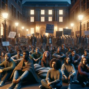 College students protests overnight