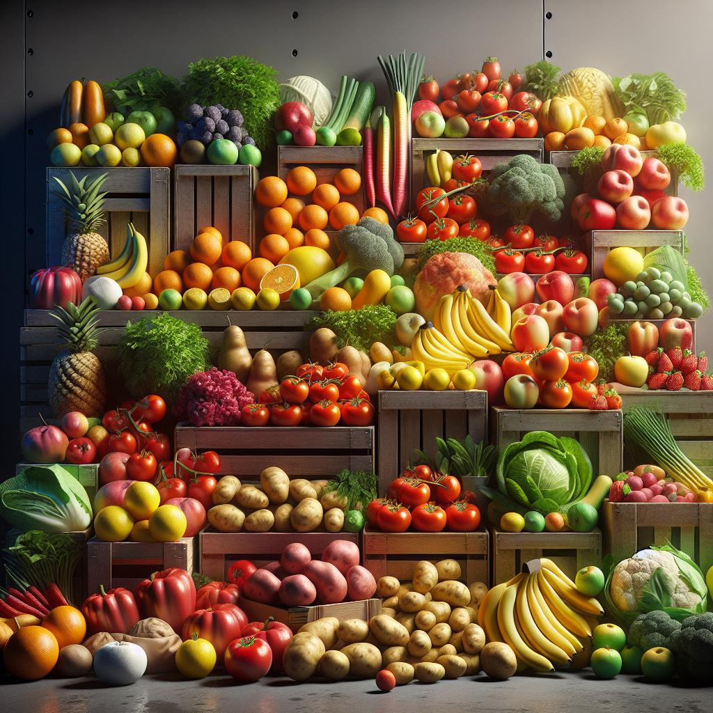 Colorful produce display concept.