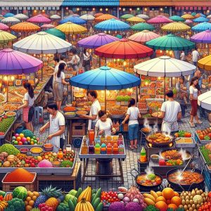 Colorful street food market.