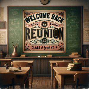 Vintage school reunion banner.