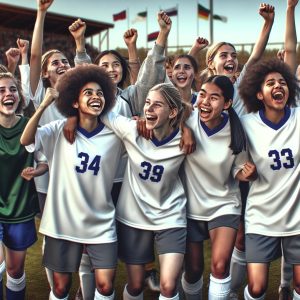 Victorious girls soccer team