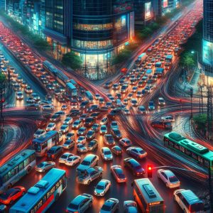 Traffic reroute chaos illustration