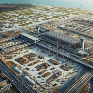 Airport expansion progress illustration