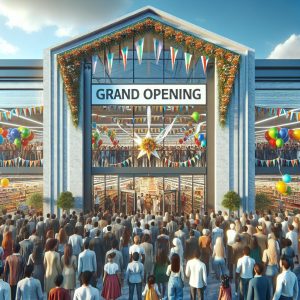 Supermarket grand opening celebration.