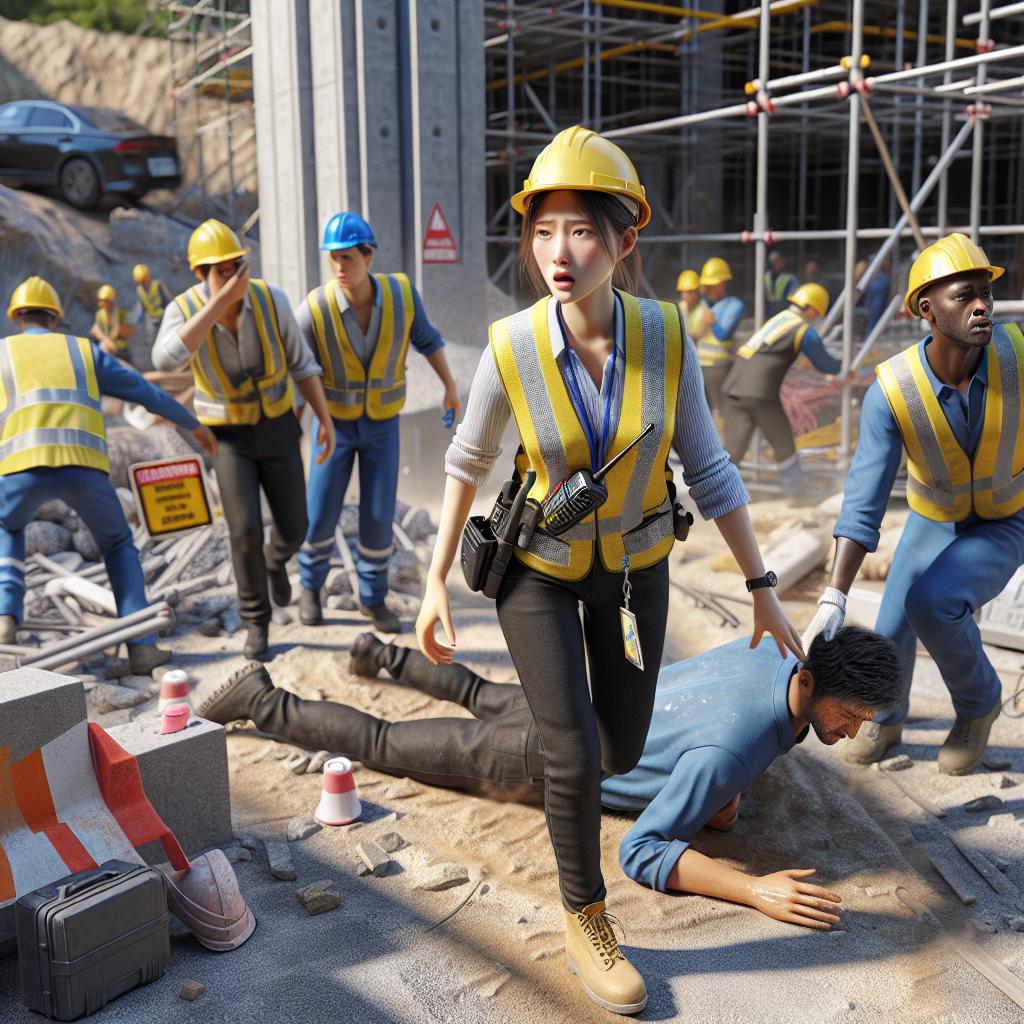 Construction worker accident scene