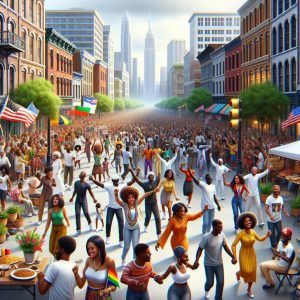 Juneteenth city celebration illustration