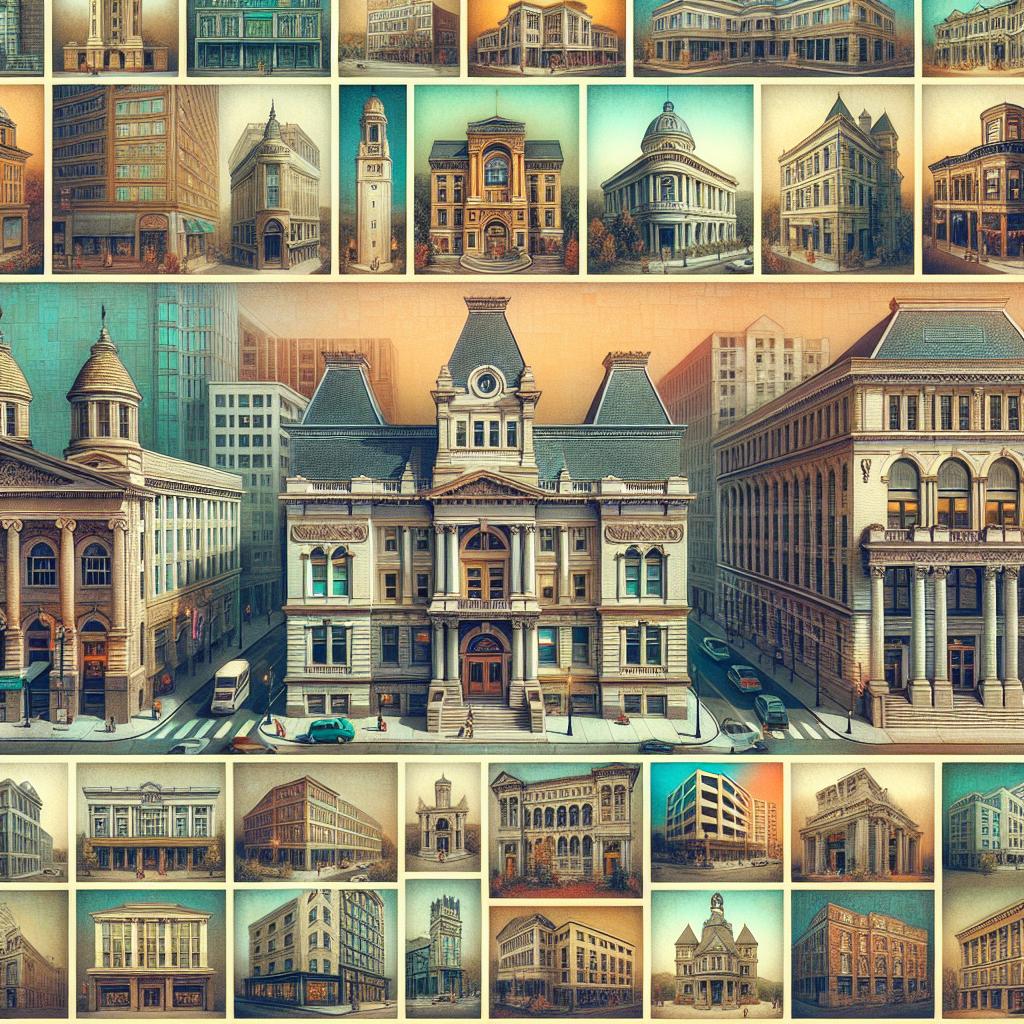 Historic Asheville architecture collage.