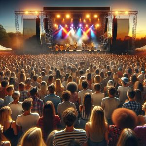 Crowded outdoor concert venue.