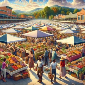 Asheville farmers market scene.