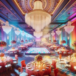 Colorful event spaces scene.