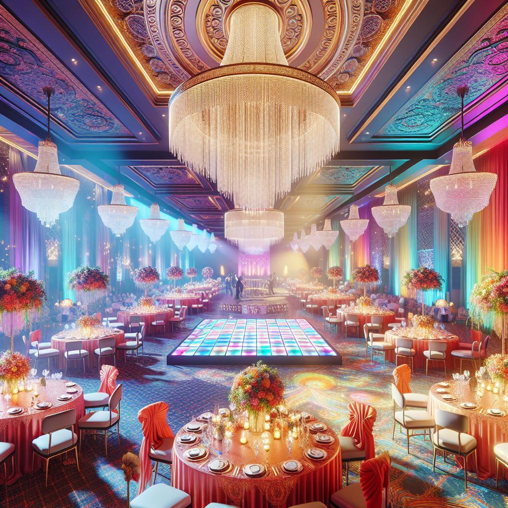 Colorful event spaces scene.