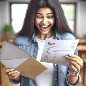 Excited student receiving score.