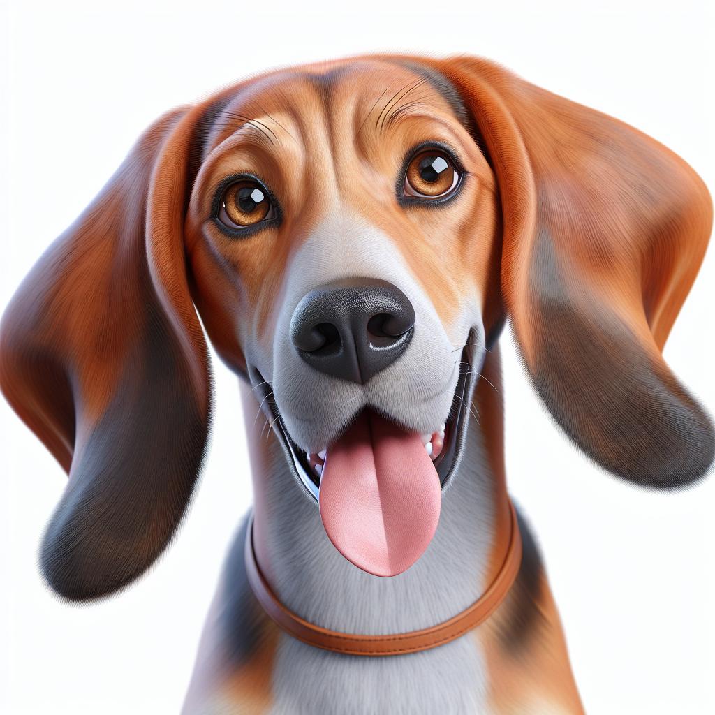 Playful hound dog portrait.