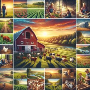 Colorful farm tour montage.