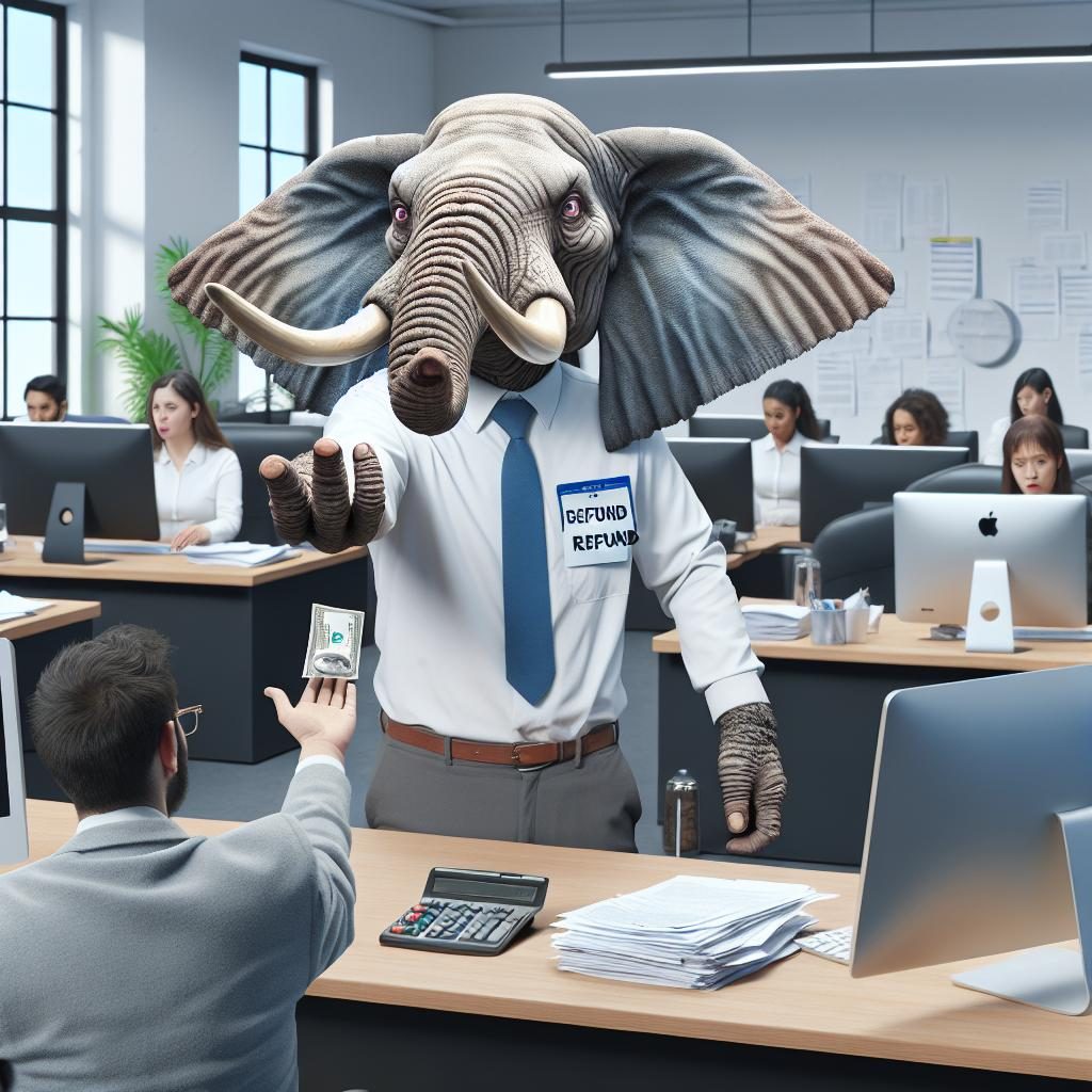 Angry elephant demands refund