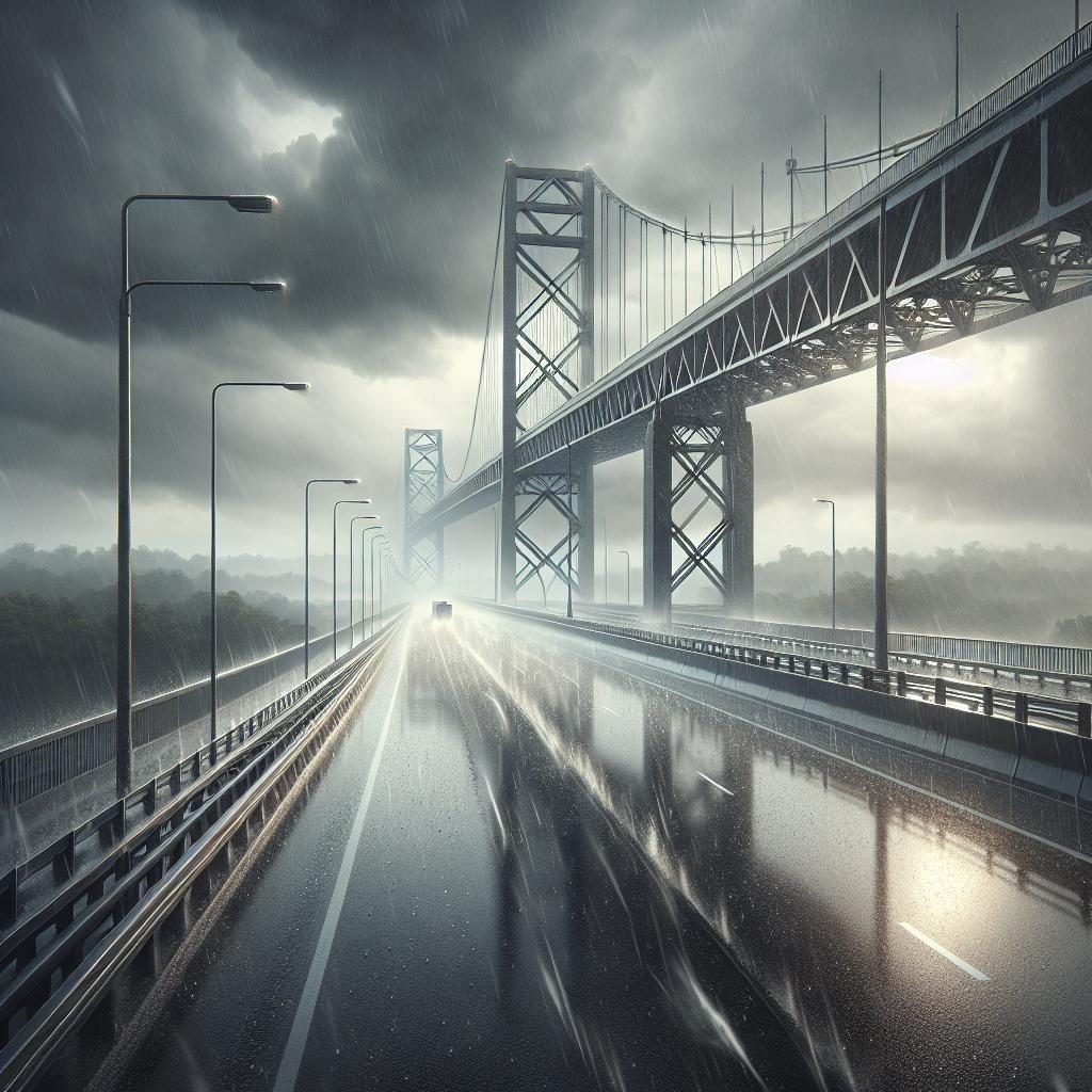 I-40 bridge in rain.