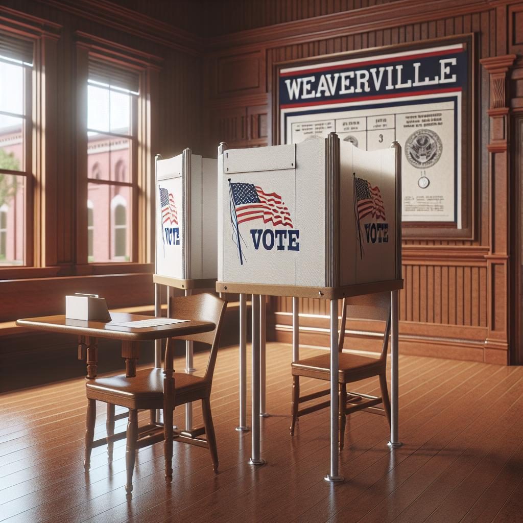 Voting booth in Weaverville.