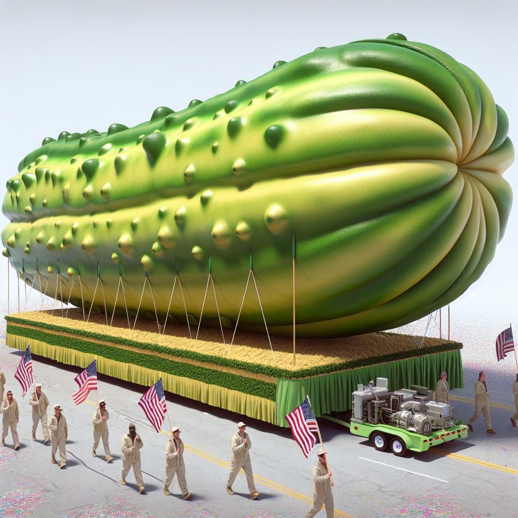 Giant pickle parade float.