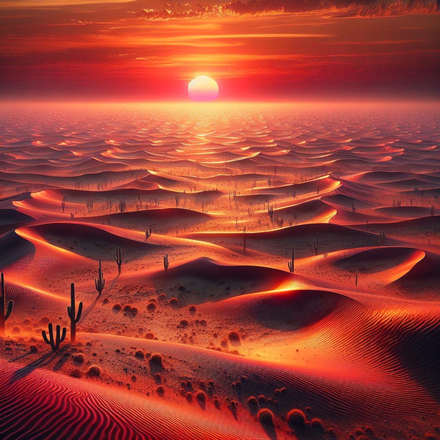 Scorched desert landscape sunset.