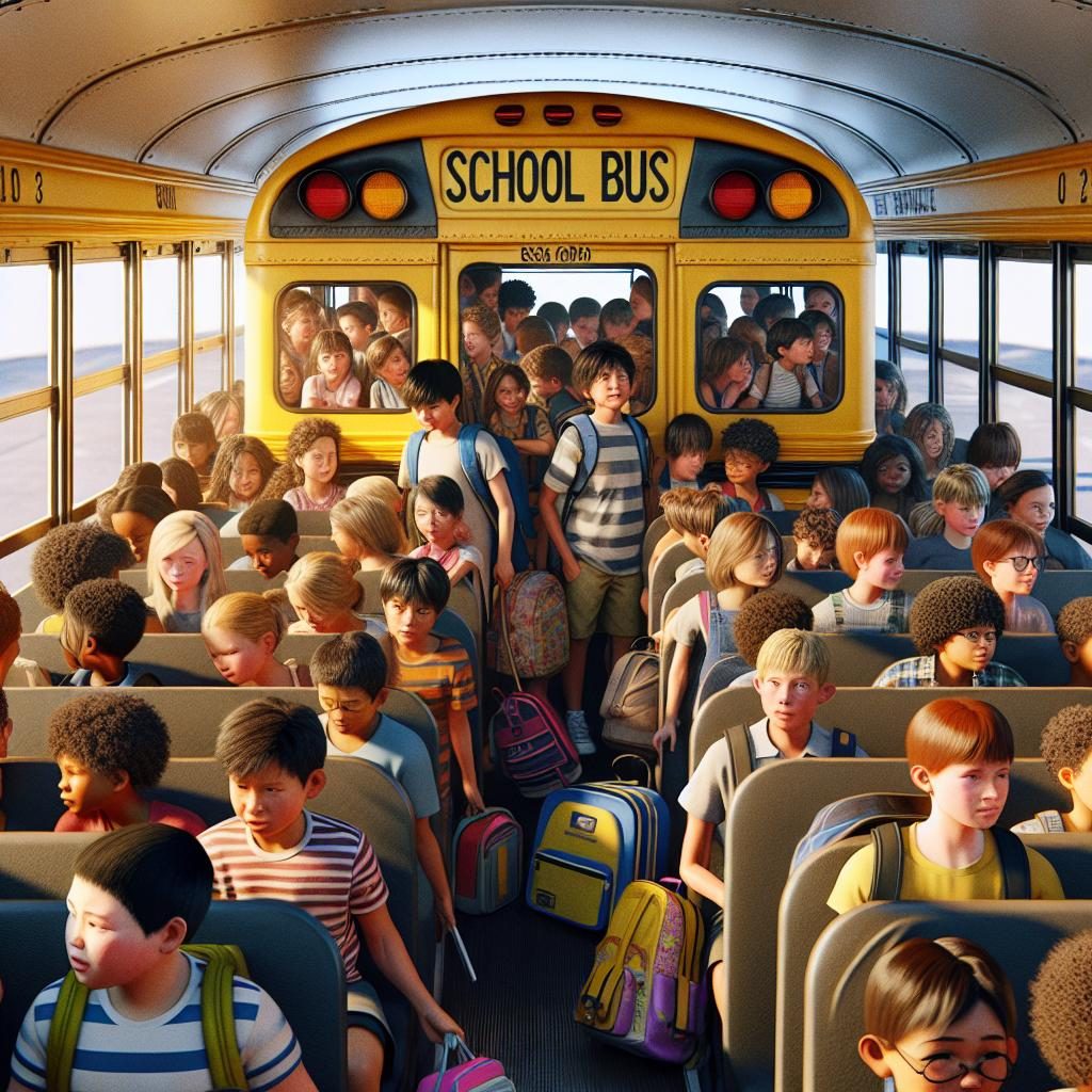 School bus overcrowding illustration