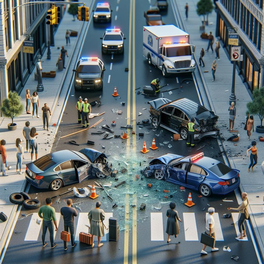 Car crash aftermath scene