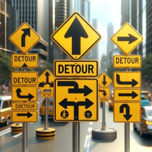 Traffic detour signs