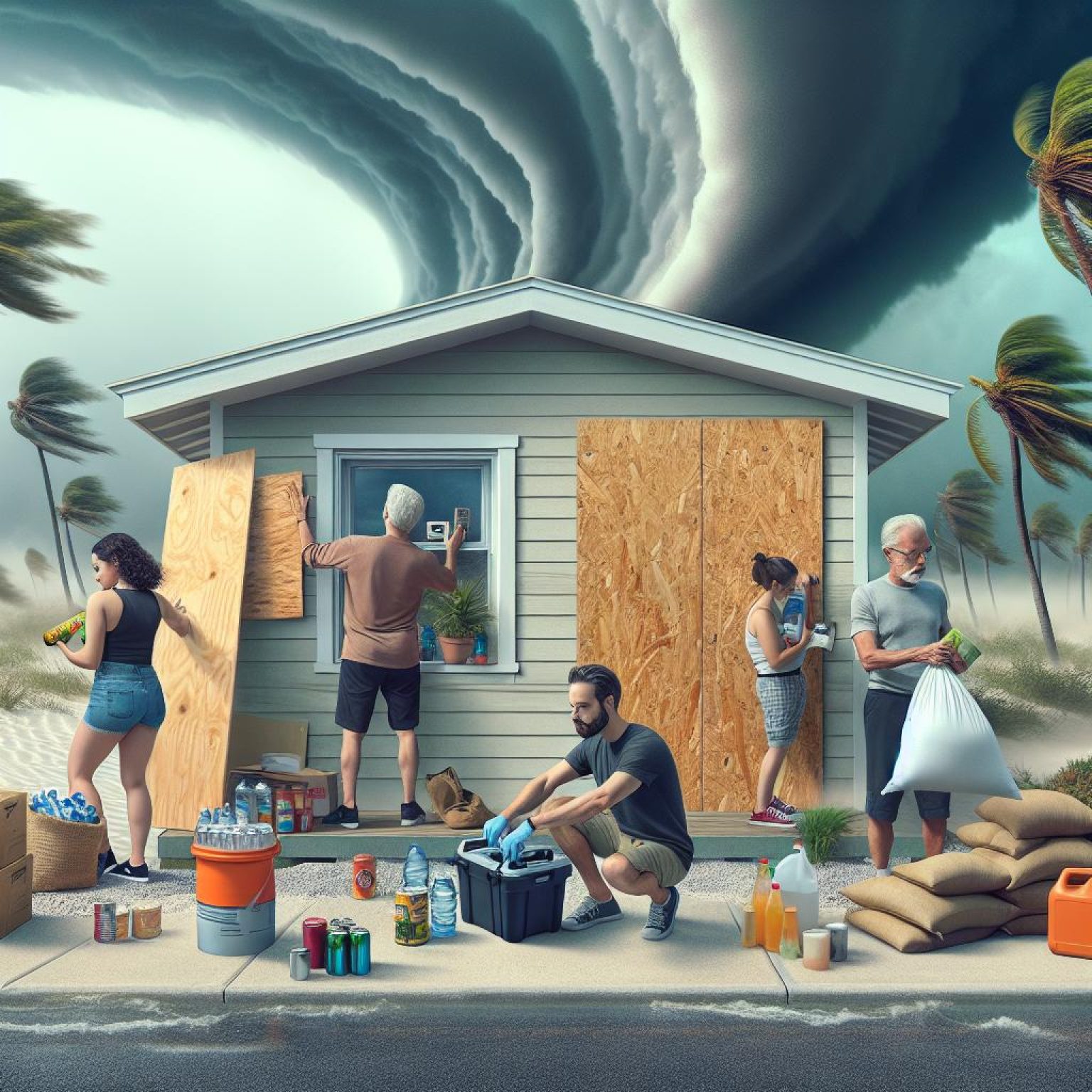 Florida hurricane preparation scene.