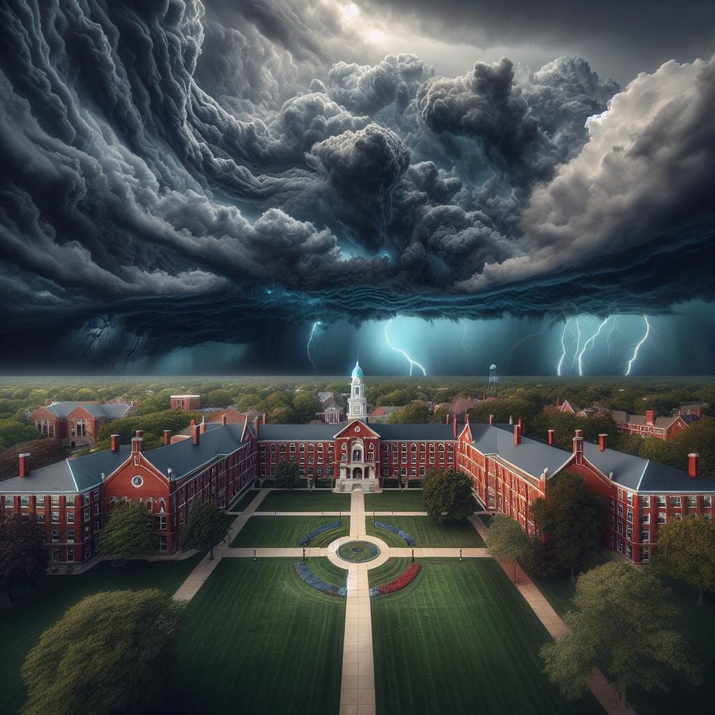 Stormy skies over campus