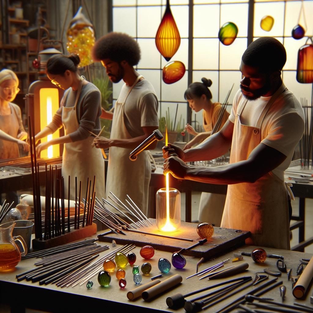 Colorful glass art session