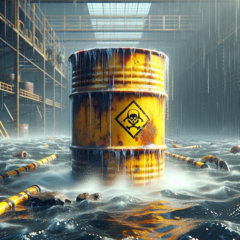 Flooded hazardous barrel