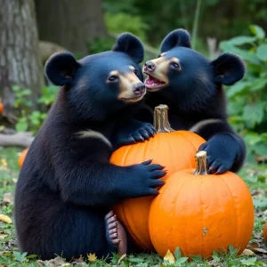 Black Bears Capture Hearts in Asheville with Adorable Pumpkin Antics