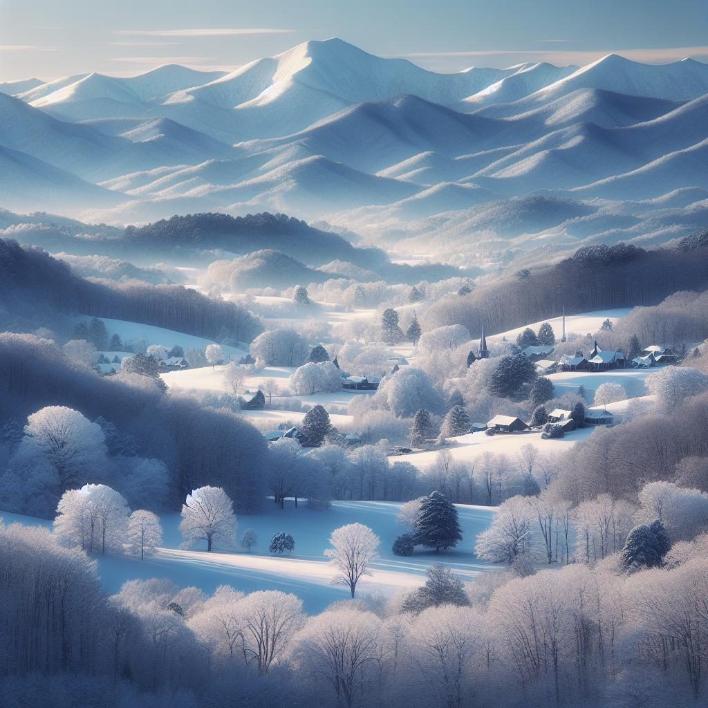 Snow-covered Asheville landscape