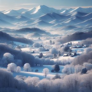 Snow-covered Asheville landscape